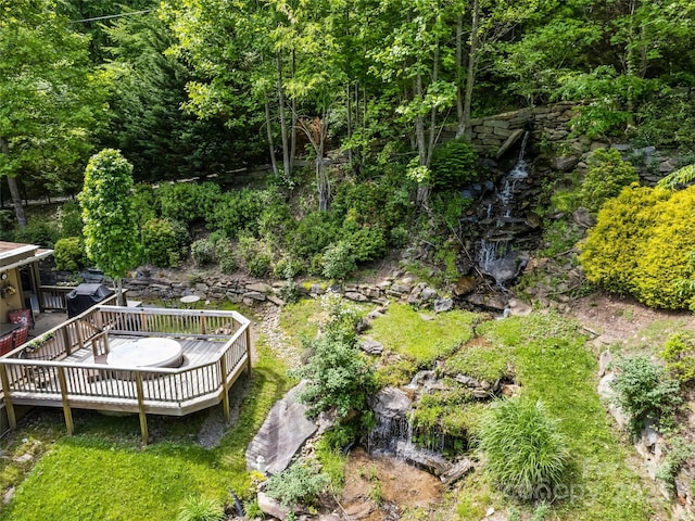 218 Red Oak Dr, Maggie Valley, NC 28751 - view of yard with a wooden deck