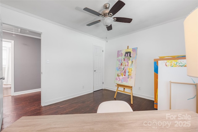 2601 Dora Dr, Charlotte, NC 28215 - bedroom with attic access, wood finished floors, crown molding, and baseboards