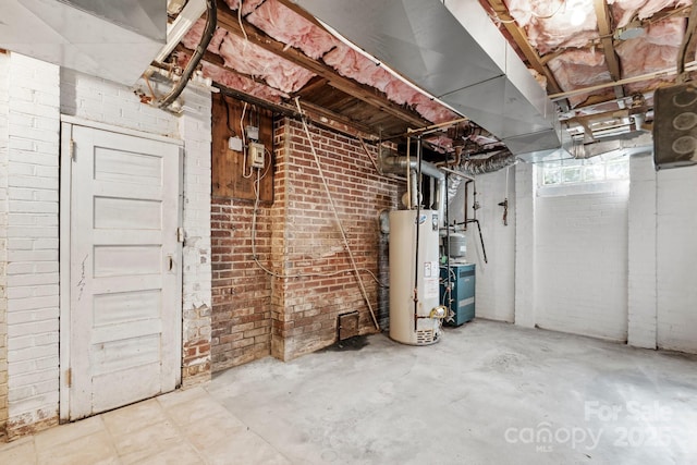 625 4th Street Dr NW, Hickory, NC 28601 - basement featuring water heater and brick wall