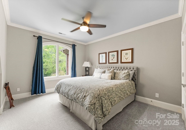 13420 Robert Walker Dr, Davidson, NC 28036 - bedroom with light carpet, baseboards, visible vents, and crown molding