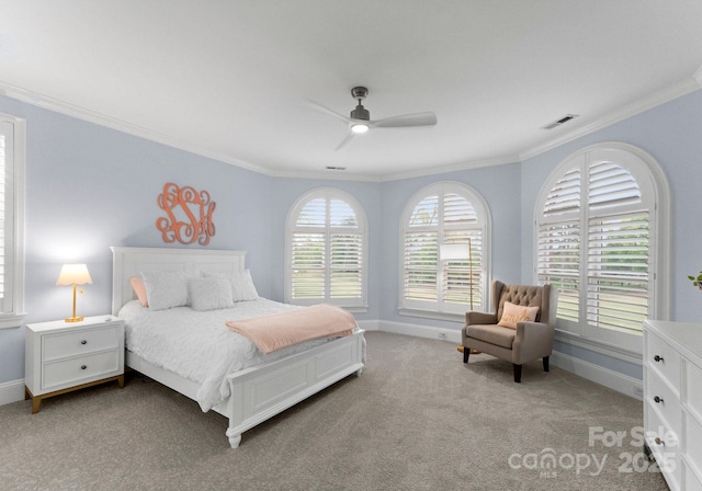 13420 Robert Walker Dr, Davidson, NC 28036 - bedroom featuring visible vents, light carpet, baseboards, and ornamental molding