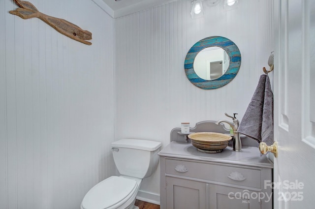 bathroom with toilet and vanity