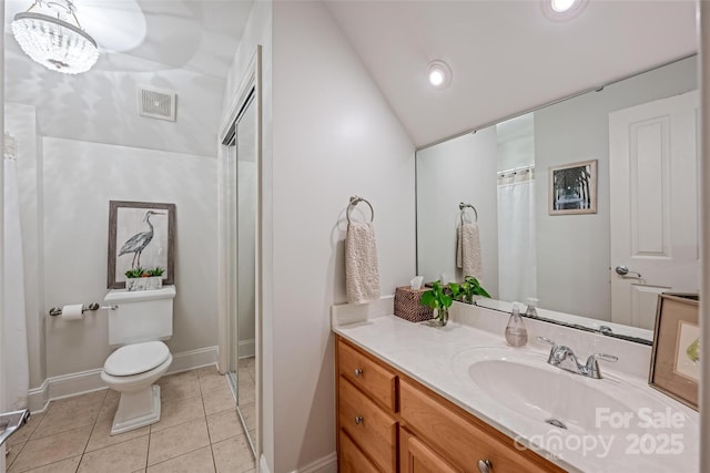 19729 Callaway Hills Ln, Davidson, NC 28036 - full bath with toilet, tile patterned floors, vanity, baseboards, and visible vents