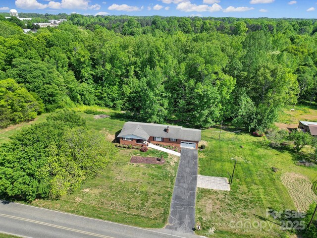 aerial view with a forest view