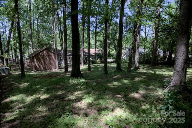 10708 Danesway Ln, Cornelius, NC 28031 - view of yard featuring an outdoor structure and a storage unit