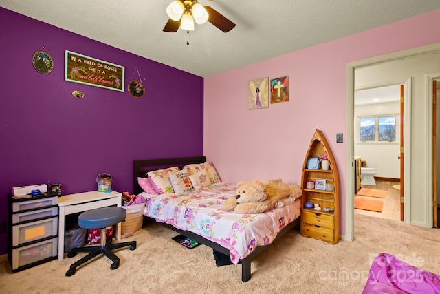 675 Rodgers Rd, Newland, NC 28657 - carpeted bedroom featuring ceiling fan and ensuite bathroom