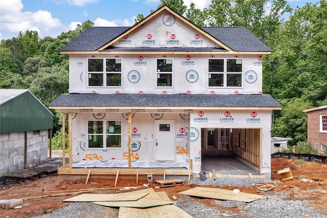 530 Gantt St, Mooresville, NC 28115 - unfinished property with a shingled roof and an attached garage