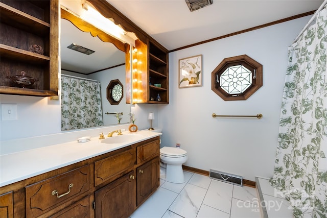 846 Gist Rd, Rock Hill, SC 29732 - full bath featuring vanity, ornamental molding, toilet, and visible vents