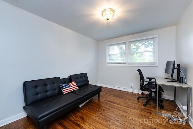846 Gist Rd, Rock Hill, SC 29732 - home office featuring baseboards, a baseboard heating unit, and wood finished floors