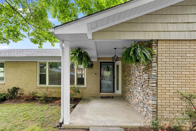 159 Amble Ln, Fletcher, NC 28732 - doorway to property featuring brick siding