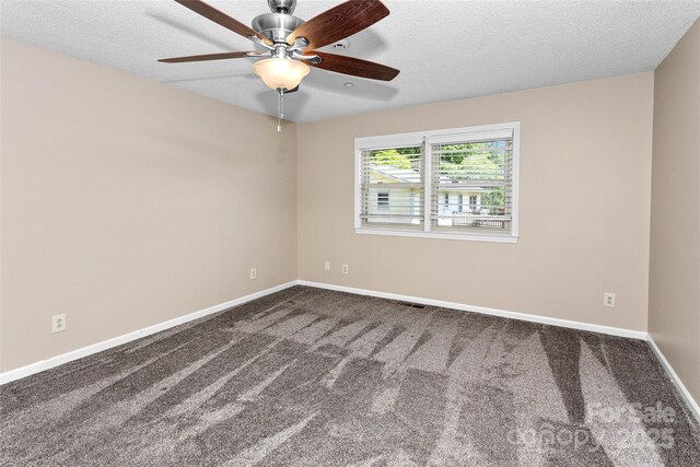 159 Amble Ln, Fletcher, NC 28732 - carpeted spare room with a textured ceiling, visible vents, baseboards, and ceiling fan
