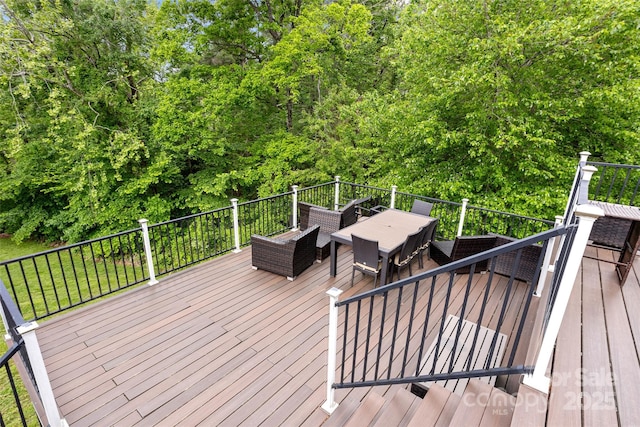 159 Amble Ln, Fletcher, NC 28732 - wooden deck featuring outdoor dining space