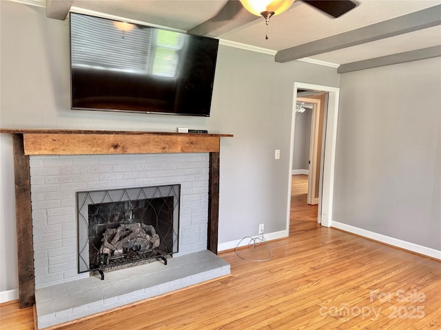 4897 Calico Road Lot 11A, Lot 11, Lot 11B, Lenoir, NC 28645 - detailed view of wood finished floors, a fireplace, a ceiling fan, and crown molding