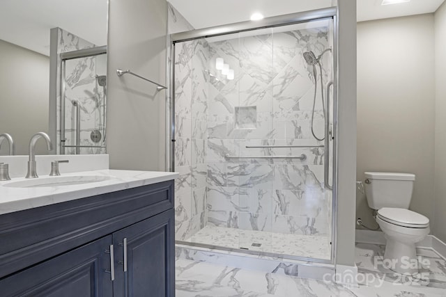 20 Brookstone Pl, Candler, NC 28715 - bathroom with marble look tile flooring, vanity, and a marble finish shower