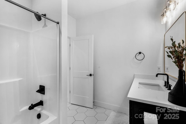 2165 Country Club Rd, Lincolnton, NC 28092 - full bath with baseboards, tile patterned flooring, vanity, and bathing tub / shower combination