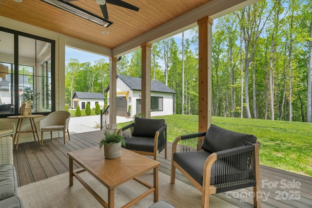 2165 Country Club Rd, Lincolnton, NC 28092 - sunroom featuring an outdoor living space and a ceiling fan