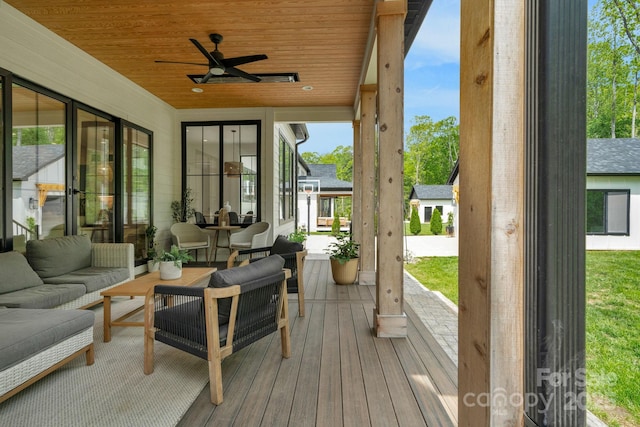 2165 Country Club Rd, Lincolnton, NC 28092 - deck with an outdoor hangout area and a ceiling fan