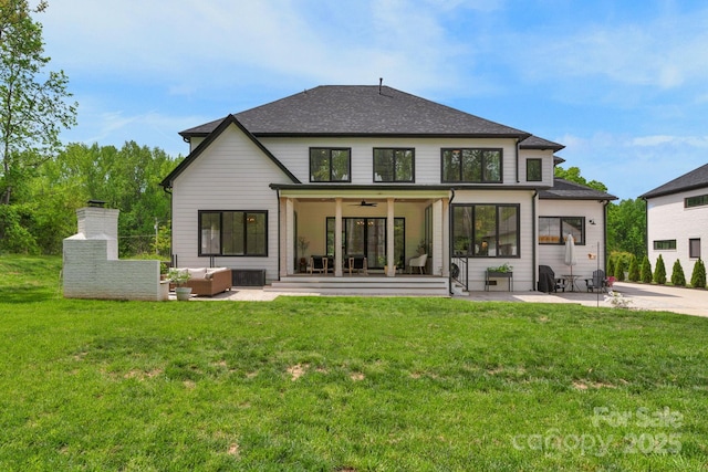 2165 Country Club Rd, Lincolnton, NC 28092 - rear view of property featuring a yard, outdoor lounge area, a patio area, and a ceiling fan