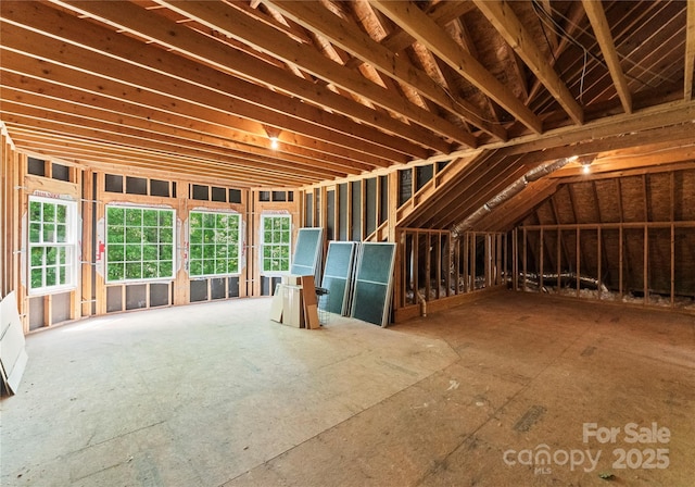 view of unfinished attic
