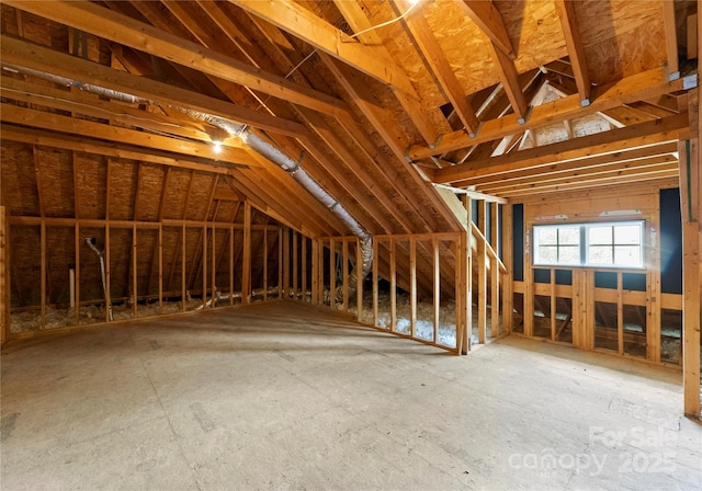 view of unfinished attic