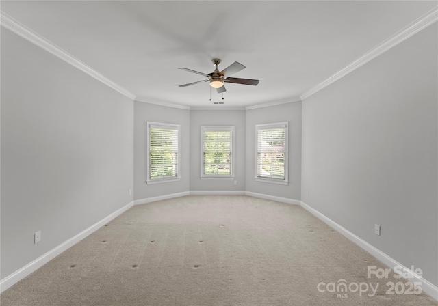 7005 Camrose Crossing Ln, Matthews, NC 28104 - empty room featuring ornamental molding, a ceiling fan, carpet flooring, and baseboards