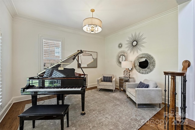 2001 Arundale Ln, Matthews, NC 28104 - living area with baseboards, ornamental molding, and wood finished floors