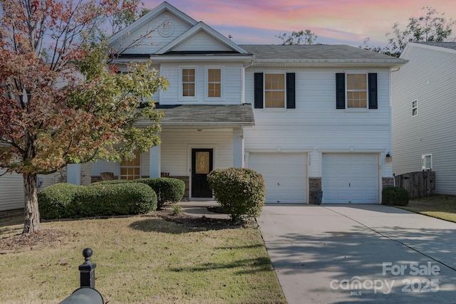 9904 Rocky Ford Club Rd, Charlotte, NC 28269 - traditional home featuring driveway, fence, a yard, and a garage