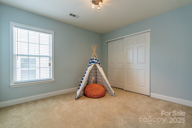 9904 Rocky Ford Club Rd, Charlotte, NC 28269 - game room with visible vents, carpet flooring, and baseboards