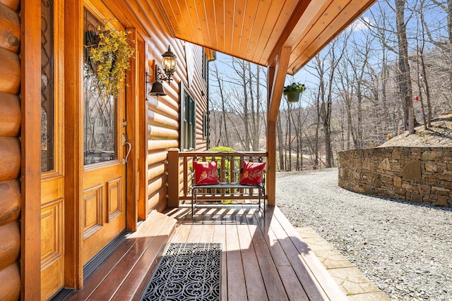 wooden deck with covered porch