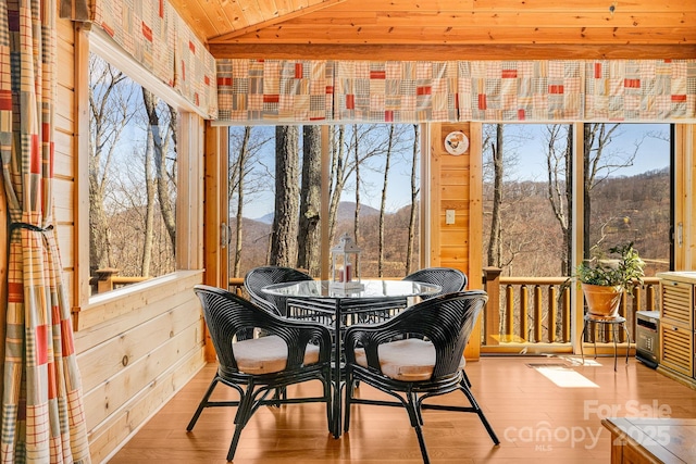 sunroom / solarium featuring a mountain view and a wealth of natural light