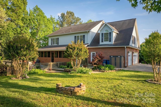 3 Kensington Ct, Granite Falls, NC 28630 - exterior space with an attached garage, a lawn, driveway, and brick siding
