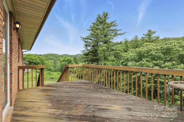 174 Sunny Knoll Ln, Boone, NC 28607 - wooden terrace with a view of trees