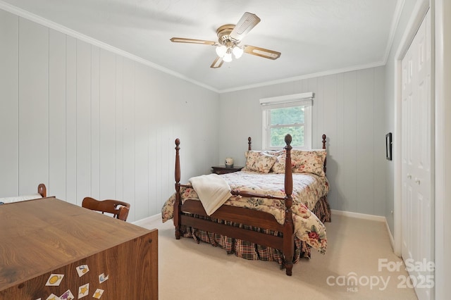 174 Sunny Knoll Ln, Boone, NC 28607 - bedroom with crown molding, carpet flooring, and a ceiling fan