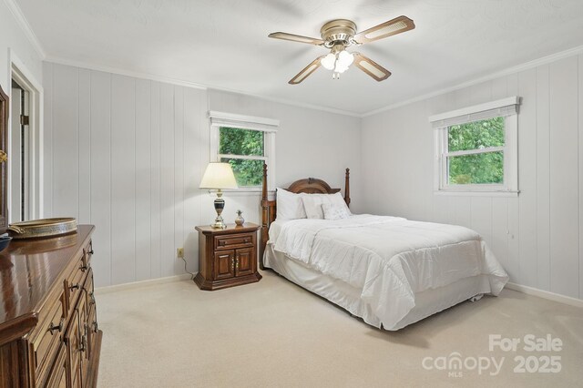 174 Sunny Knoll Ln, Boone, NC 28607 - bedroom with carpet flooring, ornamental molding, and ceiling fan