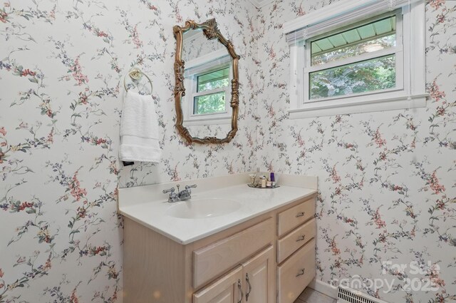 174 Sunny Knoll Ln, Boone, NC 28607 - bathroom with wallpapered walls and vanity