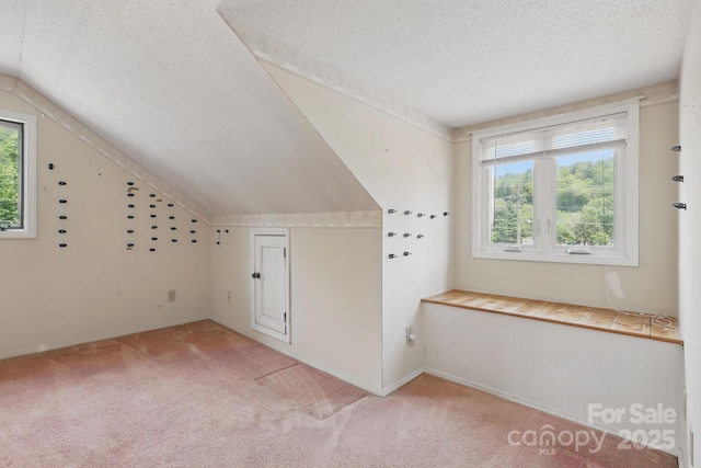 137 Clint Lewis Rd, Boone, NC 28607 - bonus room with a textured ceiling, light colored carpet, vaulted ceiling, and baseboards