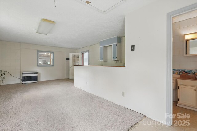 137 Clint Lewis Rd, Boone, NC 28607 - unfurnished living room featuring heating unit and light carpet