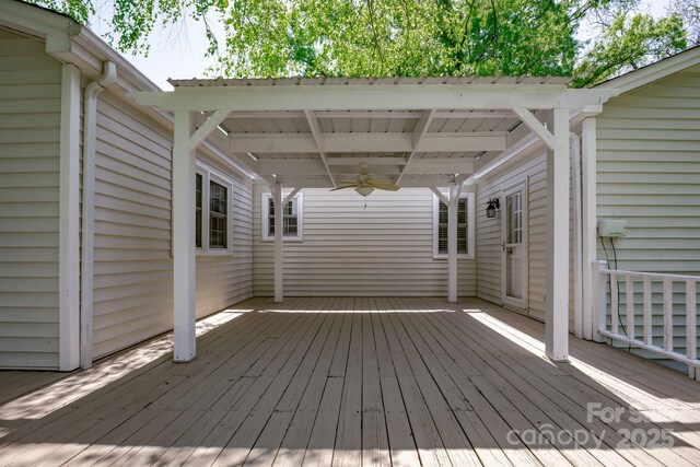 402 Hudson St, Winnsboro, SC 29180 - wooden terrace featuring ceiling fan