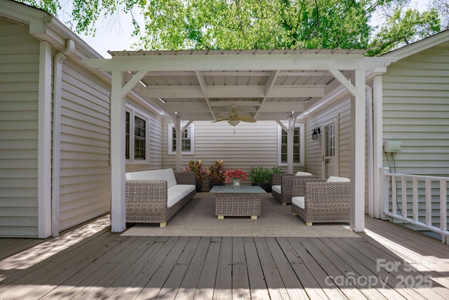 402 Hudson St, Winnsboro, SC 29180 - wooden deck featuring an outdoor living space and a ceiling fan