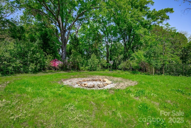 402 Hudson St, Winnsboro, SC 29180 - view of yard with an outdoor fire pit and fence