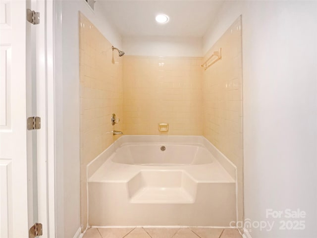 full bath featuring tile patterned flooring and recessed lighting