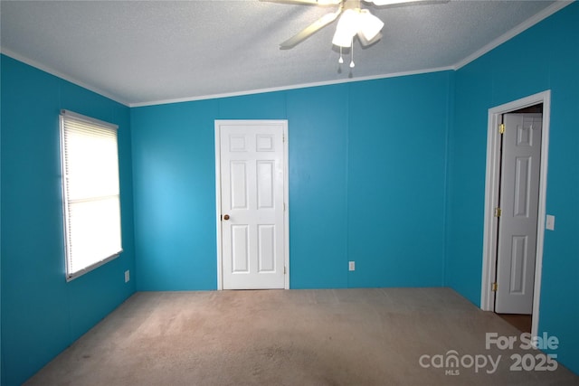 234 Olin Loop, Olin, NC 28660 - empty room featuring carpet, plenty of natural light, ceiling fan, crown molding, and a textured ceiling