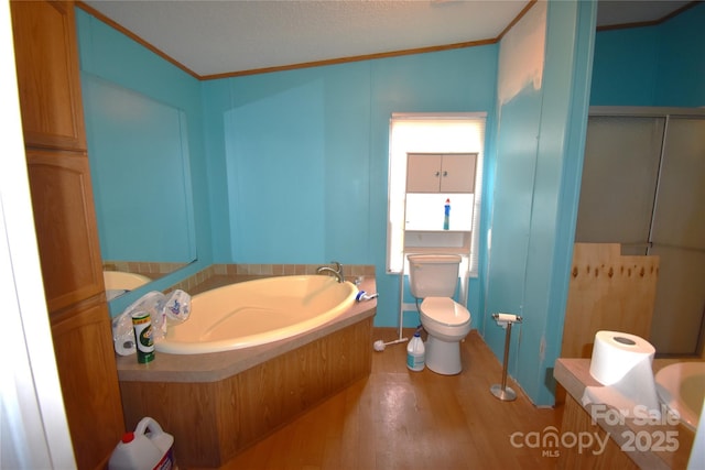 234 Olin Loop, Olin, NC 28660 - full bath featuring a garden tub, wood finished floors, and ornamental molding