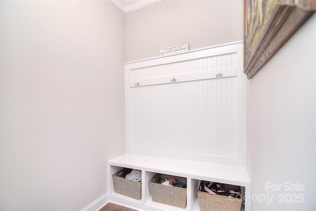 2014 Burton Point Ct, Waxhaw, NC 28173 - mudroom featuring baseboards and ornamental molding