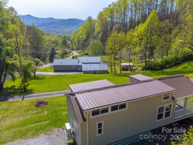 aerial view with a mountain view