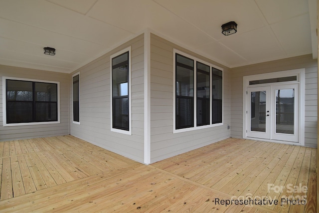 wooden deck with french doors