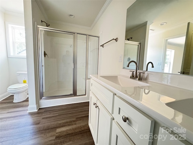 159 Hallman St, Cherryville, NC 28021 - full bath featuring toilet, healthy amount of natural light, crown molding, vanity, and a shower stall