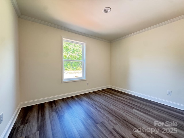 159 Hallman St, Cherryville, NC 28021 - empty room featuring dark wood-style floors, baseboards, and ornamental molding