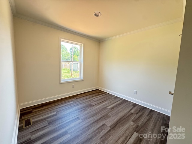 159 Hallman St, Cherryville, NC 28021 - empty room featuring dark wood-style floors, ornamental molding, and baseboards