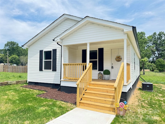 159 Hallman St, Cherryville, NC 28021 - view of front of property with crawl space, a porch, and central AC unit